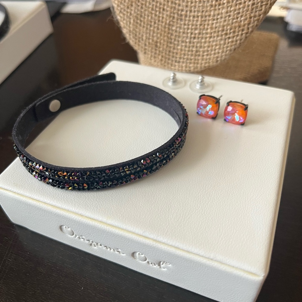 Origami Owl wrap bracelet with matching Clara studs